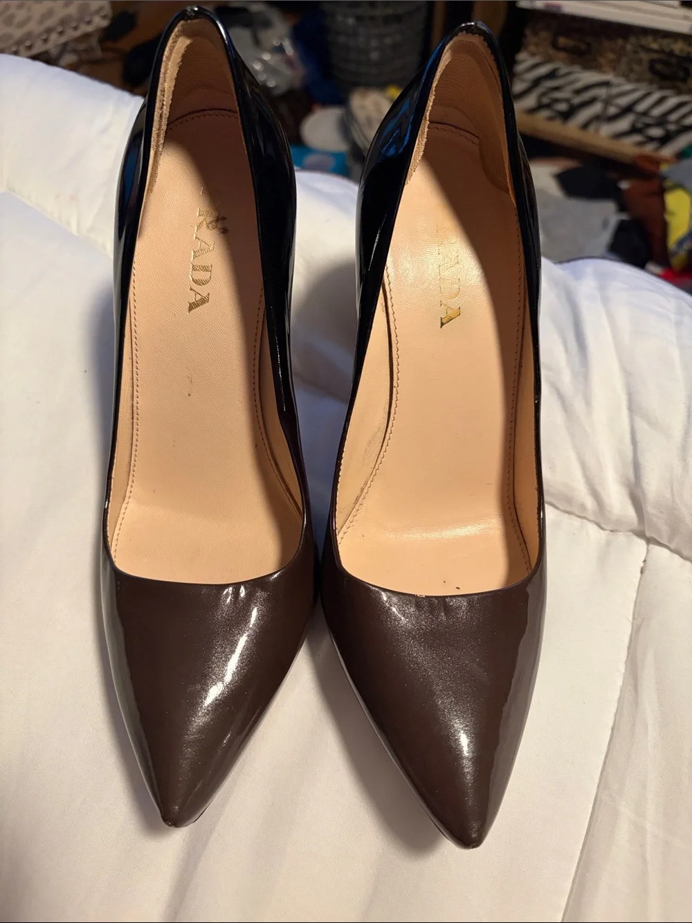 Prada High Heel Pumps in Dark Brown Black Ombré Patent - 36